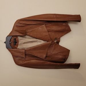 Andrew Marc Brown Leather Jacket Size Medium
